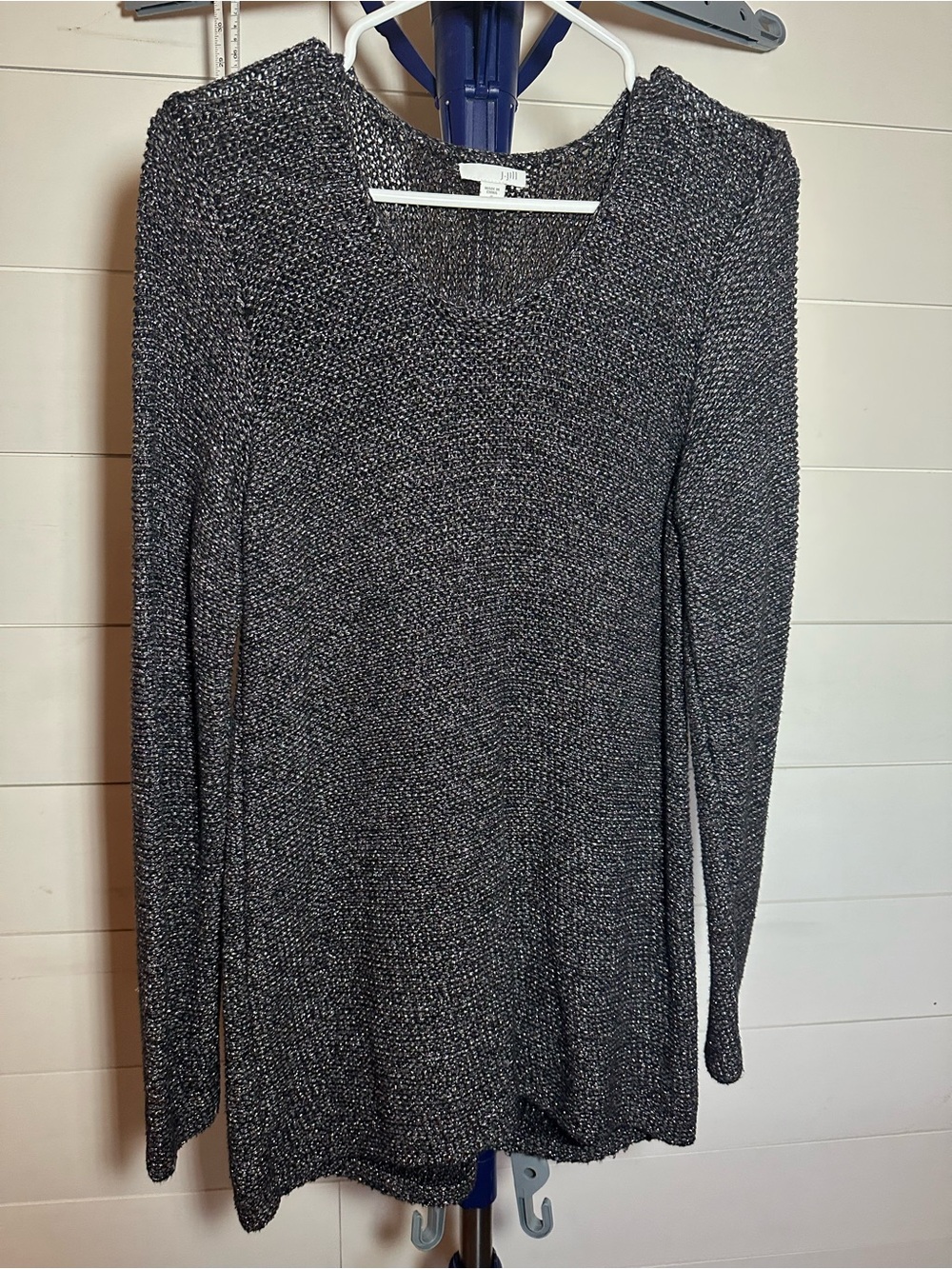#154 Women’s Long Sleeve Knit Dress Sweater - Black Heather